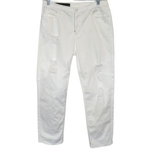 A|X ARMANI EXCHANGE WHITE DISTRESSED BOYFRIEND JEANS SIZE 27. High Rise